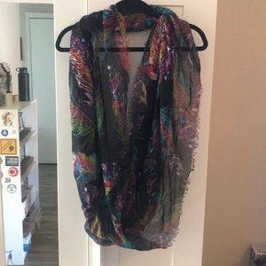 Feather printed infinity scarf